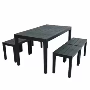 Image of Roma Rectangular Table With 4 Roma Bench Set Anthracite