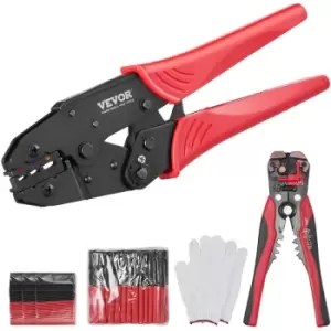 Image of Crimping Tool, AWG22-10 Heat Shrink/Nylon/Insulated Terminal Crimper, Labor-Saving Ratcheting Wire Crimp Pliers with a Pair Of Gloves, a Wire