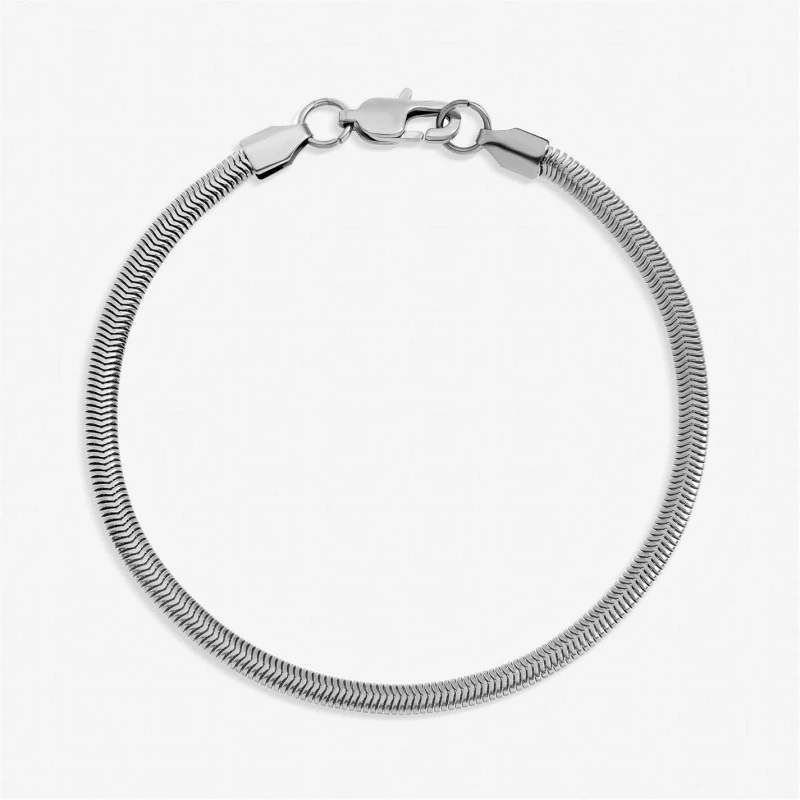 Image of Inicio Mens Waterproof Snake Chain Bracelet - Gift Pouch Silver male One Size