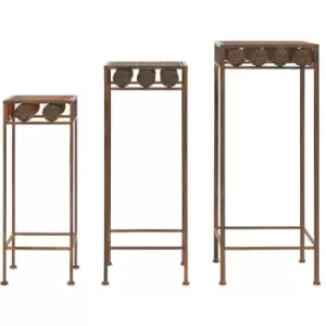 Image of Plant Stand Set 3 Pieces Vintage Style Metal Rusty Vidaxl Brown