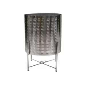 Image of Zendaya Silver Embossed Metal Planter with Stand, H25cm x D25cm