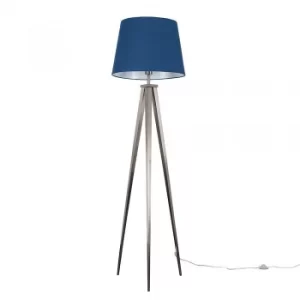 Image of Nero Floor Lamp with XL Navy Blue Aspen Shade