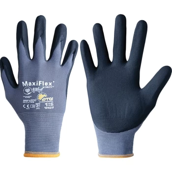 Image of 42-874 MaxiFlex Ultimate Palm-side Coated Grey/Black Gloves - Size 12