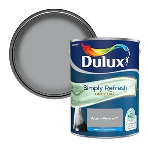 Image of Dulux Simply Refresh One Coat Warm Pewter Matt Emulsion Paint 5L