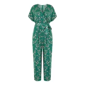 Image of Yumi Green Pebble Print Satin Jumpsuit - Green