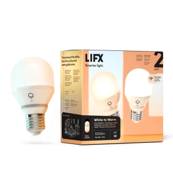 Image of LIFX White to Warm WiFi LED Smart Bulb - E27 Edison, Twin Pack