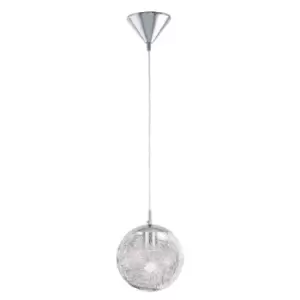Image of Pendant Light Colour Chrome Shade Clear Aluminium Glass Aluminium Bulb E27 1x60W
