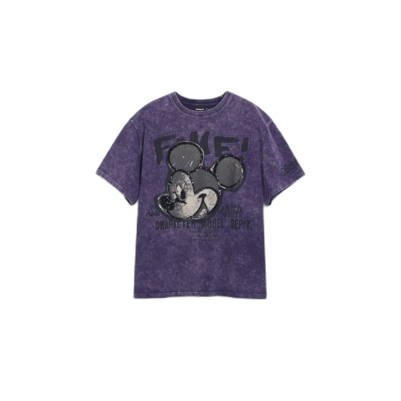 Image of Desigual Womens T-Shirt Desigual Fugaz Mickey Violet Female S