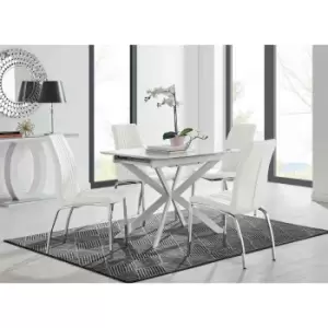 Image of Furniture Box LIRA 100 Extending Dining Table and 4 White Isco Chairs