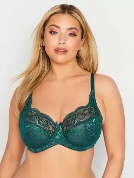 Image of Yours Stretch Lace Non-padded Under Wire Bra, Green, Size 42D, Women