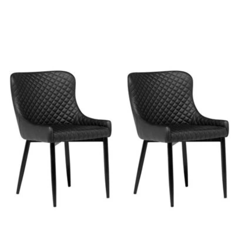 Image of Beliani Set Of 2 Dining Chairs Solano Faux Leather Black