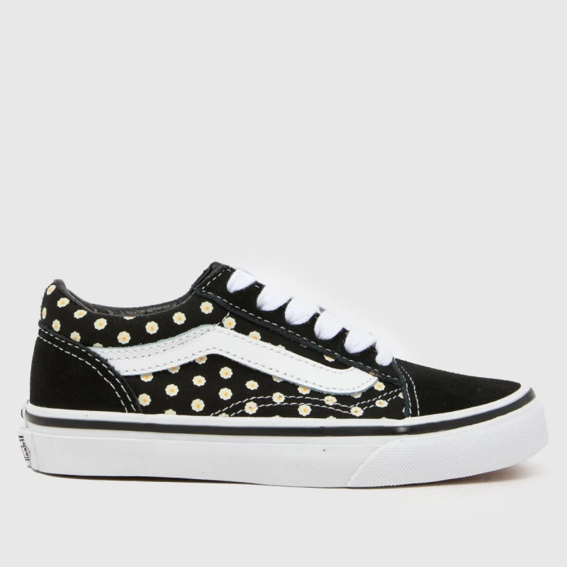 Image of Vans Black Multi Old Skool Girls Junior Trainers Black Multi UK 2 (EU 33)