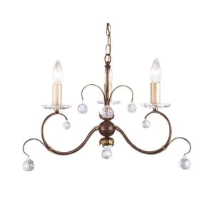 Image of Chandelier 3 Light Bronze Patina Finish, E14