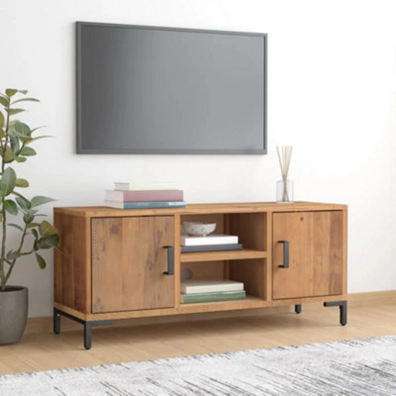 Image of vidaXL TV Cabinet Brown 110x35x48cm Solid Pinewood, Brown 349917