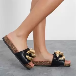 Image of I Saw It First Chunky Chain Detail Sliders - Black