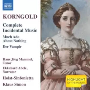 Image of Korngold Complete Incidental Music by Erich Wolfgang Korngold CD Album