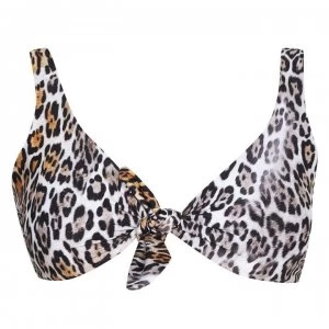 Image of Guess Guess Leopard Halter Neck Bikini Top - Brown P1H6