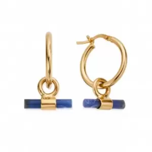 Image of Gold Sodalite T-Bar Hoop Earrings GEH3397