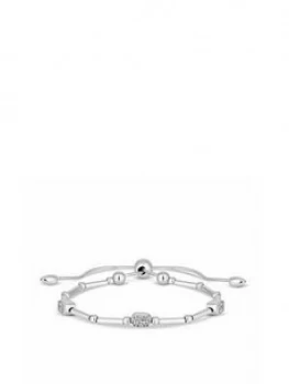 Image of Simply Silver Cubic Zirconia Pave Station Toggle Bracelet