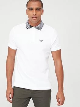 Image of Barbour Stripe Collar Polo - White