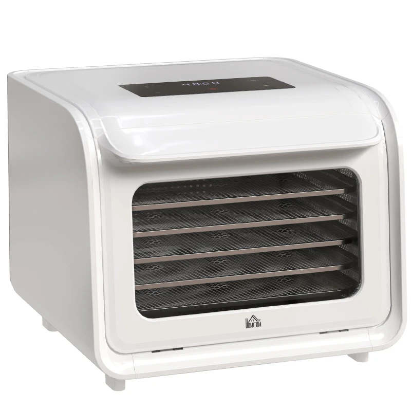 Image of Homcom Food Dehydrator With 6 Stainless Steel Tray, For Fruit, Meat, White, Black 800-231V70WT