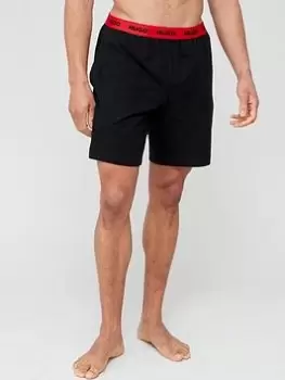 Image of HUGO Bodywear Linked Logo Lounge Shorts - Black Size M Men