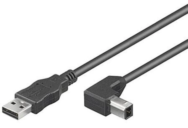 Image of Microconnect USBAB3ANGLED USB cable USB 2.0 3m USB A USB B Black