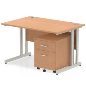 Image of Impulse 1200 Straight Cantilever Workstation 500 Two drawer mobile Pedestal Bundle Oak