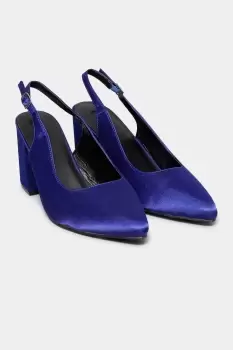 Image of Wide & Extra Wide Fit Satin Pointed Block Heel Court Shoes