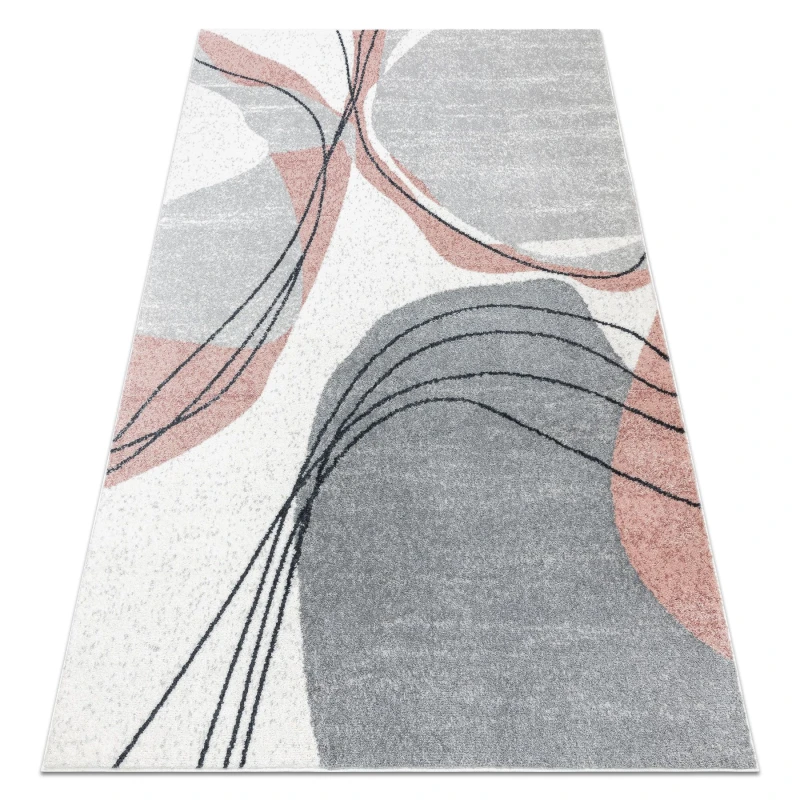 Image of RugsX Carpet Fusion 5868 White / Dark Pink - Lines, Modern, Abstract 160X220 Cm