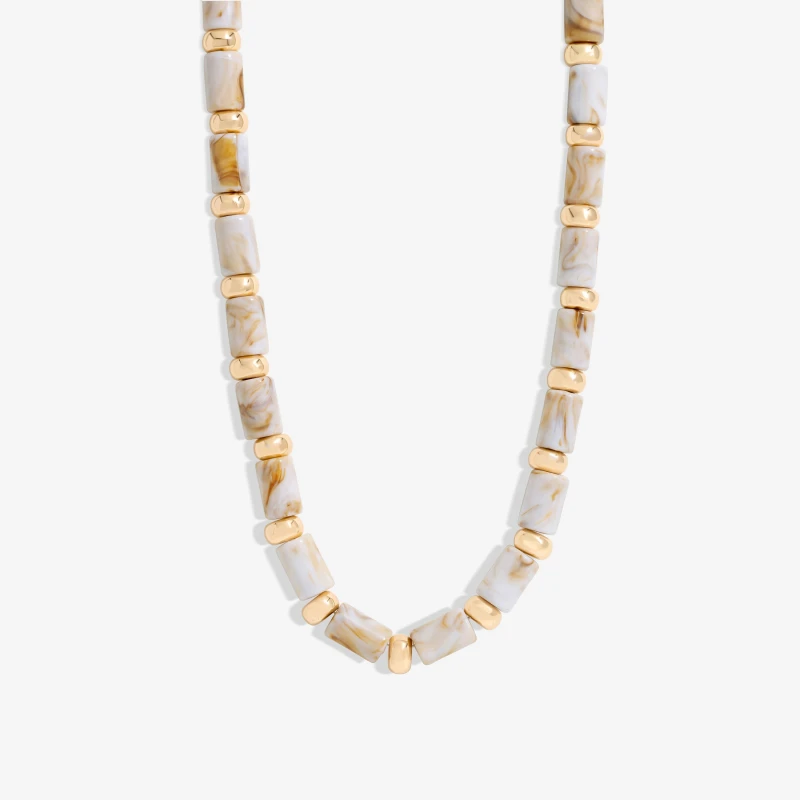Image of Mood Gold Cream Resin Allway Necklace Gold