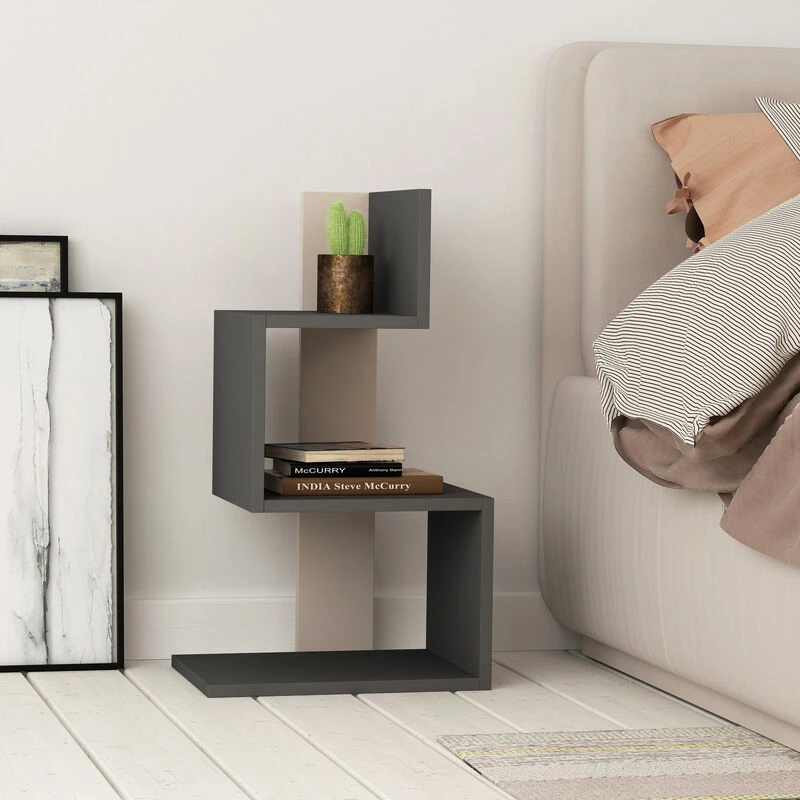 Image of DECORTIE Decortie - Rosie Modern Side End Table Multipurpose With Creativeness h 72cm - Anthracite Grey / Mocha Grey - Mocha Grey M.SH.16411.4