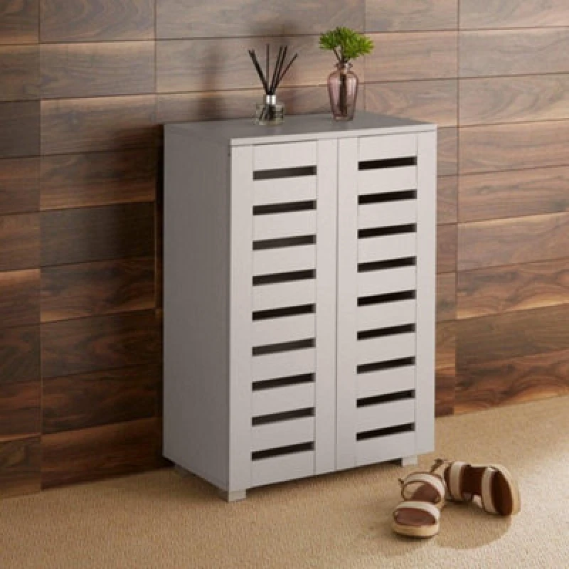 Image of Home Source Oslo 3 Door Shoe Storage Cabinet Unit Dark Brown