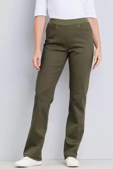 Image of Premium Pull-On Twill Straight Leg Jeans 29"