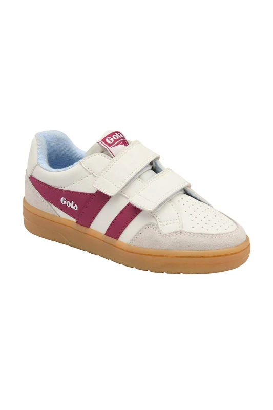 Image of Gola Classics 'Eagle Strap' Kids Strap Trainers in Off-White Size: Infant 13 Off-White Unisex Infant 13
