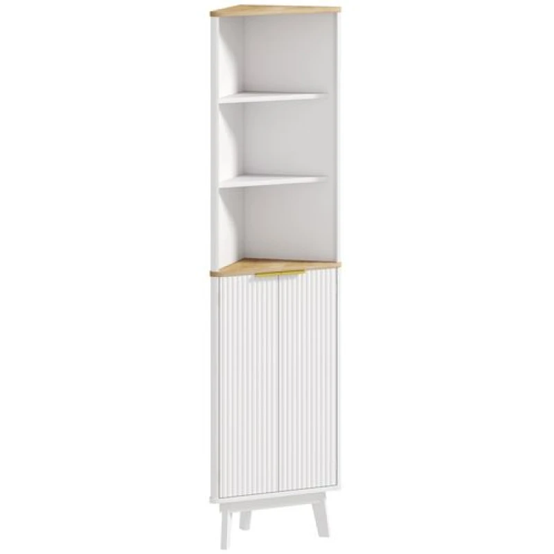 Image of HOMCOM Slim Bathroom Storage Unit, Bathroom Cabinet with Doors, White - Homcom 5063603914490