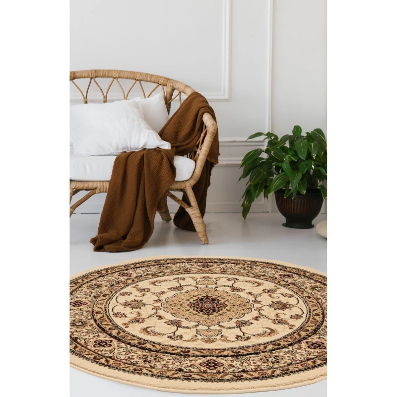 Image of Homemaker Victoria Traditional Circular Rug Cream Cream unisex 133x133cm