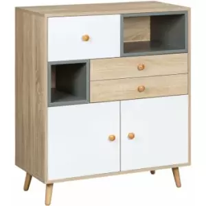 Image of Homcom - Modern Sideboard, Storage Cabinet, Free Standing Accent Cupboard - Natural, White, Grey