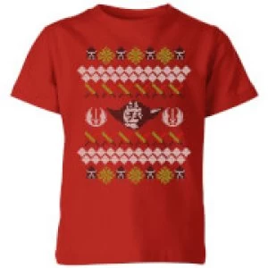 Image of Star Wars Yoda Knit Kids Christmas T-Shirt - Red - 5-6 Years
