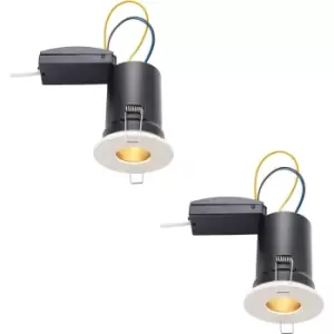 Image of 2 PACK Fire Rated Recessed Ceiling Downlight - 50W GU10 - Fixed - Matt White