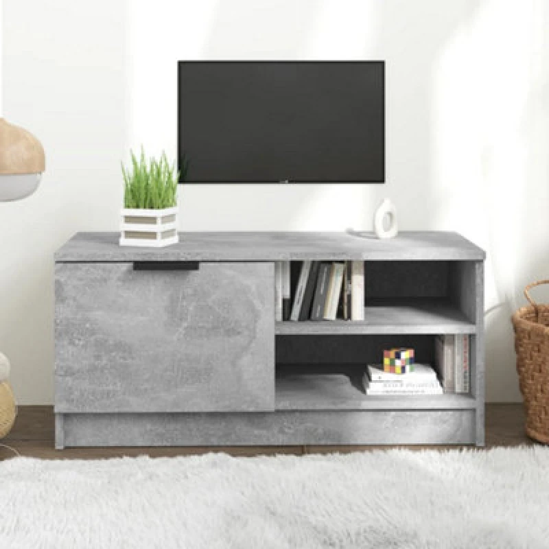 Image of vidaXL TV Cabinet Concrete Grey 80x35x36.5cm Engineered Wood, Grey 811474