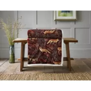 Image of Deyongs Fox and Deer Printed Fleece Sherpa Reverse - Mulberry