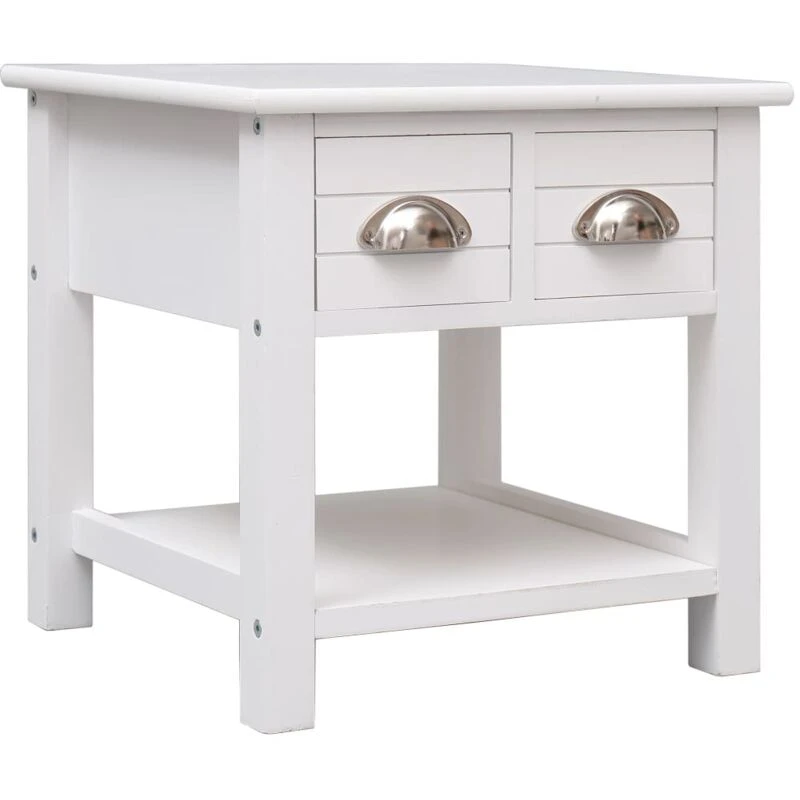 Image of vidaXL Side Table Paulownia Wood White Coffee Couch Table Bedside Furniture