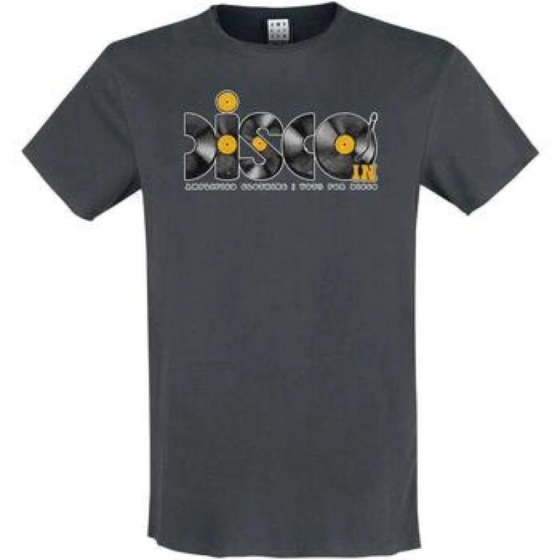 Image of Amplified Amplified Men Discs Disco T-Shirt in Charcoal Size: X-Small Charcoal XS Male 5063425485949