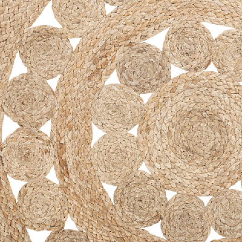 Image of Beliani Round Area Rug Braided 120 Cm Beige Birecik
