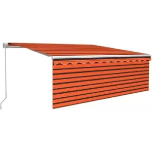 Image of Vidaxl - Manual Retractable Awning with Blind 4x3m Orange&Brown Multicolour