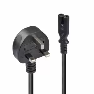 Image of Lindy 2m UK 3 Pin Plug To IEC C7 Mains Power Cable, Black