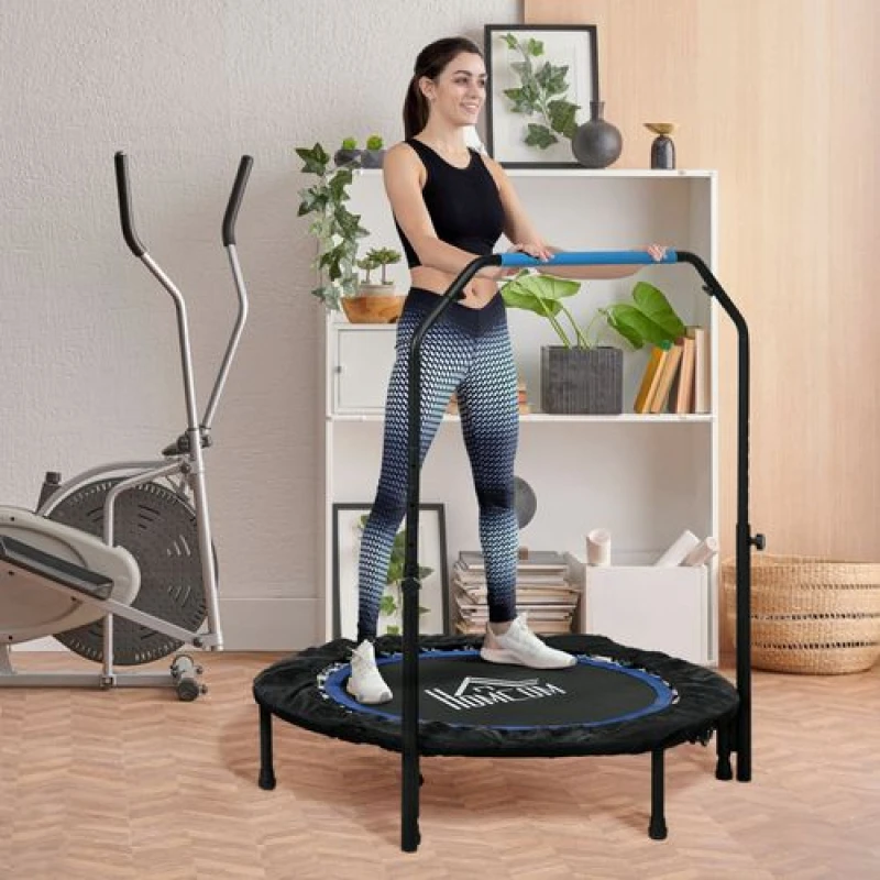 Image of HOMCOM Homcom - 40 Foldable Mini Fitness Trampoline w/ Foam Handle Blue 5056725556303