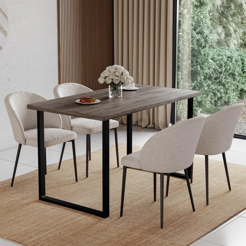 Image of Lassic 4 Seater Dining Table With U Shape Legs Walnut unisex 4 Seater