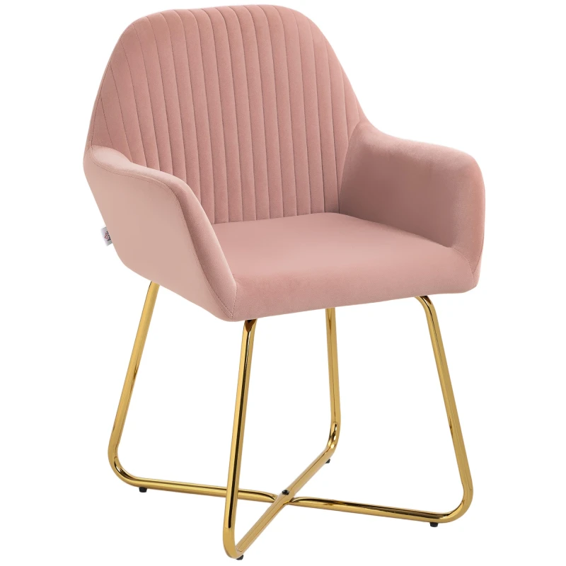 Image of HOMCOM Modern Accent Chair Velvet-Touch Upholstered Armchair Pink - Pink TJ Hughes 5056725579142